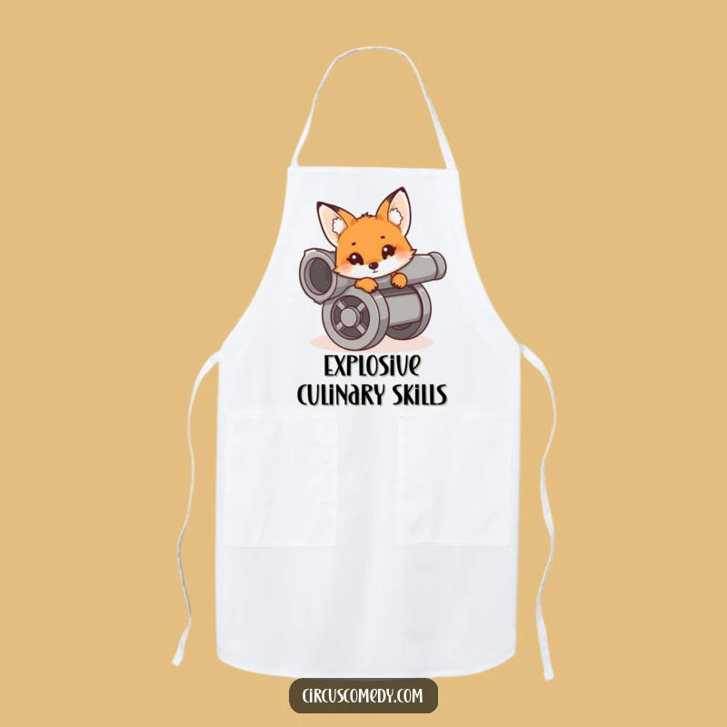 Funny Fox Cannon Apron: Cook with Curiosity! Vixen Peeking Out, Kitchen Funny Gift!