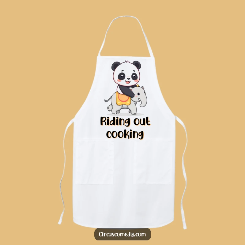 Funny Panda Apron: Panda on Elephant - Kitchen Circus Fun Gift