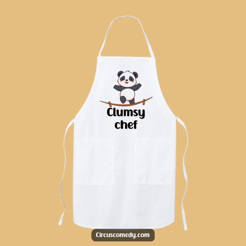 Funny Panda Tightrope Apron: Balanced Cooking, Hilarious Funny Gift