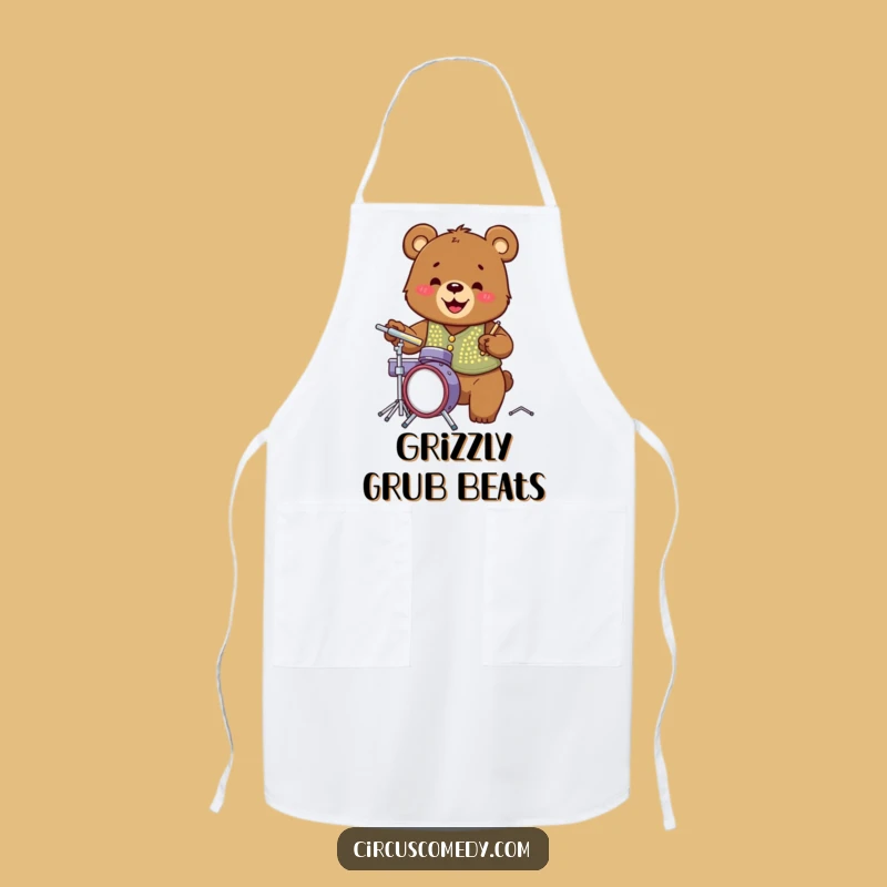 Funny Bear Drummer Apron: Hilarious Disco Vest Bear for Kitchen Rockstars, Great Gift!