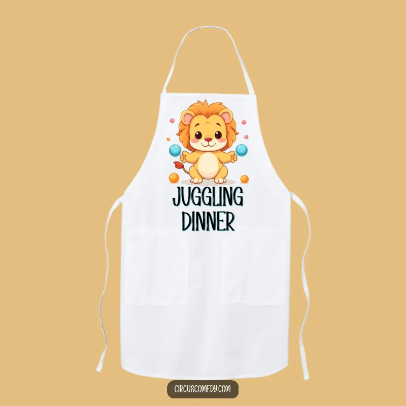 Funny Lion Juggling Apron - Chef's Kitchen Wear for Fun