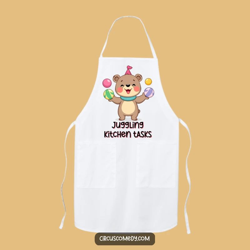 Funny Bear Juggling Apron: Chef's Circus Fun & Hilarious Kitchen Gift