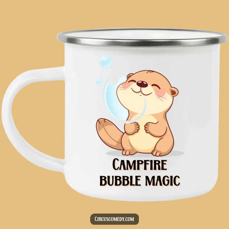 Funny Otter Camping Mug: Giggling Otter Blowing Bubble - Outdoor Adventure Gift