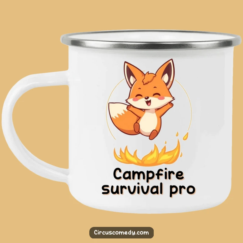 Funny Fox Fire Camping Mug: Conquer the Outdoors with Fiery Flair, a Rugged Funny Gift