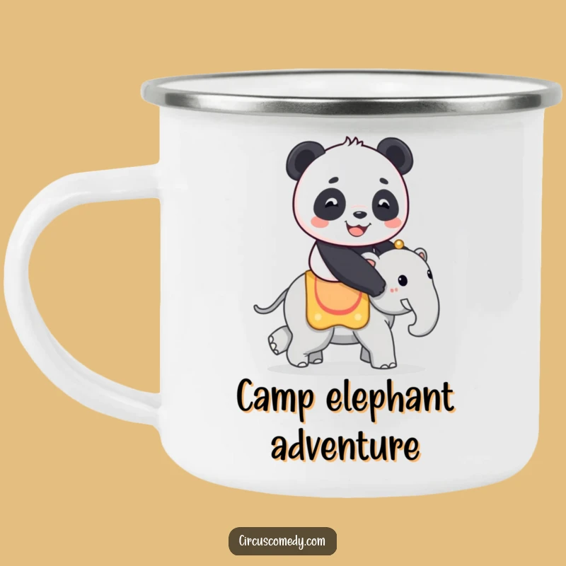 Funny Panda Camping Mug: Panda on Elephant - Outdoor Circus Fun