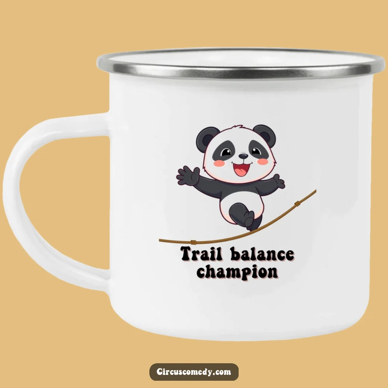 Funny Panda Tightrope Camping Mug: Durable Balance for Outdoor Adventures