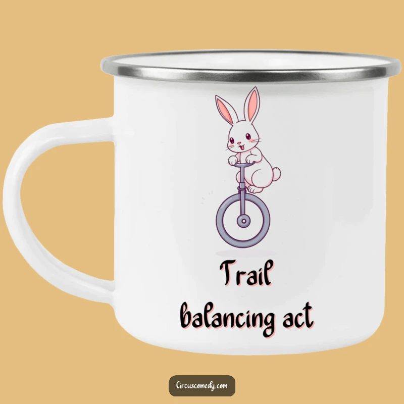 Funny Rabbit Unicycle Camping Mug: Durable Balance for Outdoor Fun
