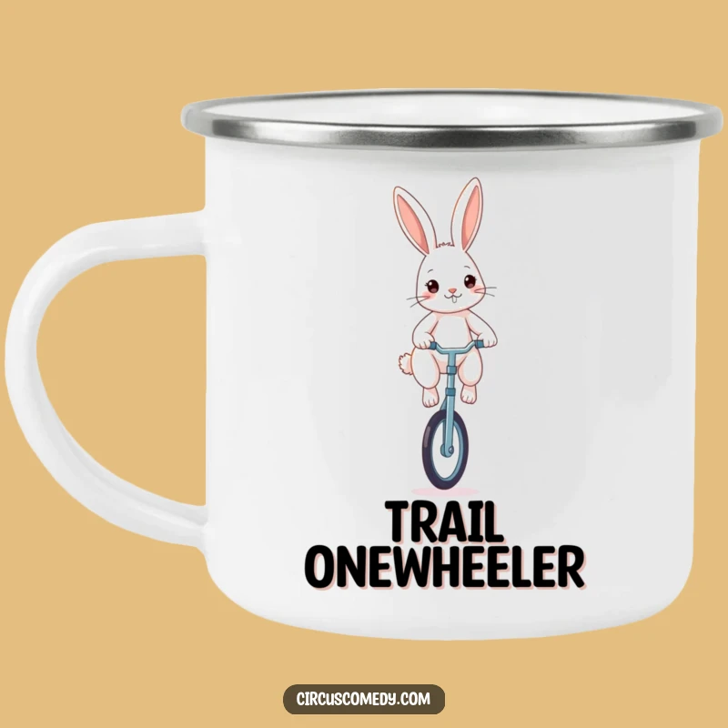 Funny Rabbit Unicyclist Camping Mug - Adventure With Determined Spirit!