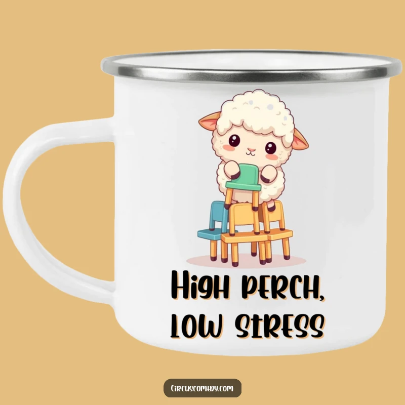 Funny Sheep Chair Stacker Camping Mug - Hilarious Outdoor Balance Gift