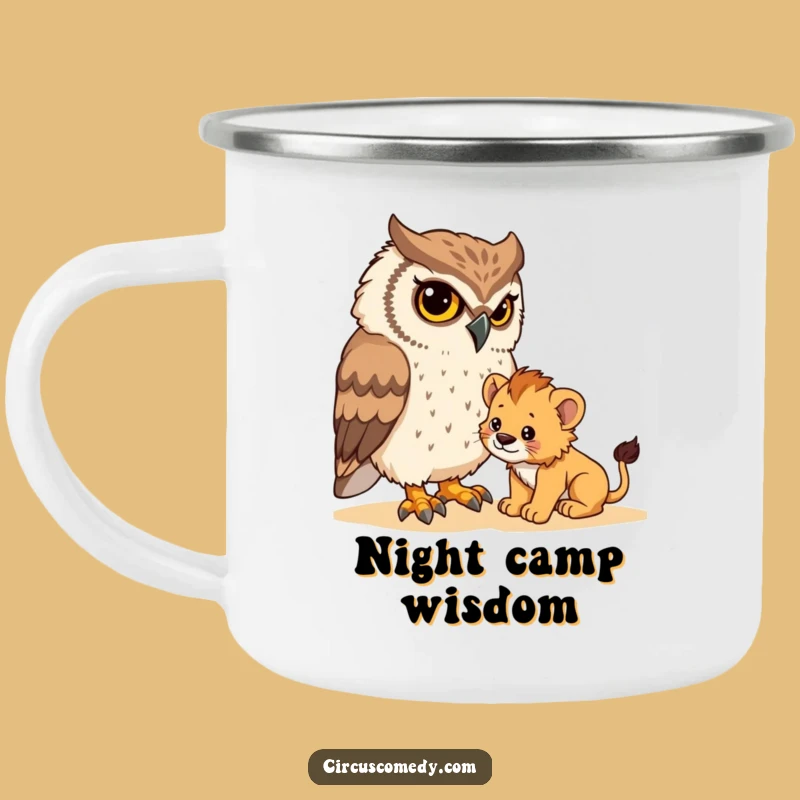 Funny Owl Camping Mug: Determined Owl Taming Cub - Outdoor Humor Gift
