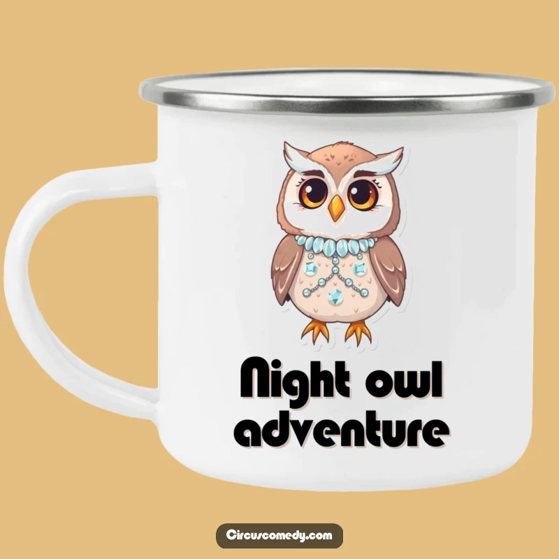 Funny Owl Sequin Costume Camping Mug: Adventure Glamour with a Wink!