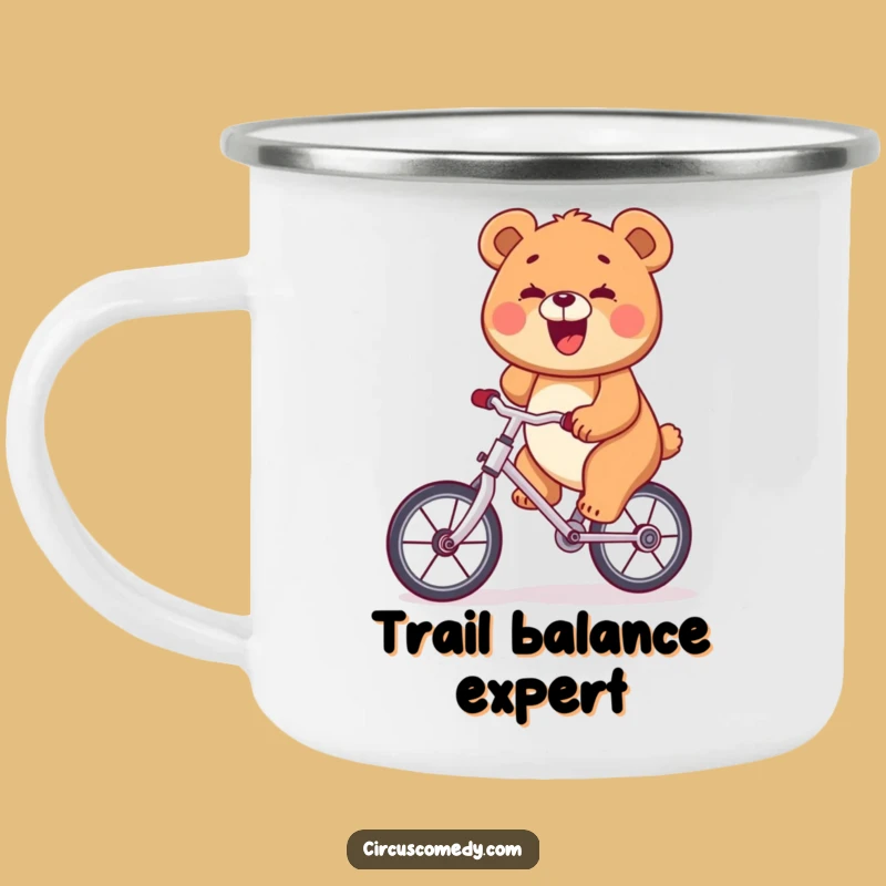Funny Bear Unicycle Camping Mug: Adventure Fuel with a Smile!