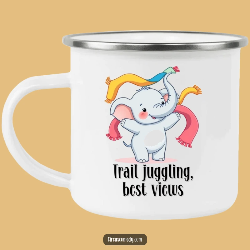 Funny Elephant Juggling Camping Mug: Adventure Fuel, Hilarious Outdoor Gift!