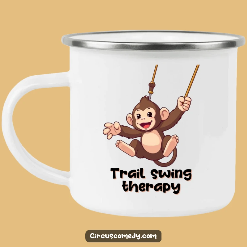 Funny Monkey Trapeze Camping Mug: Adventure Fuel for Outdoor Fun