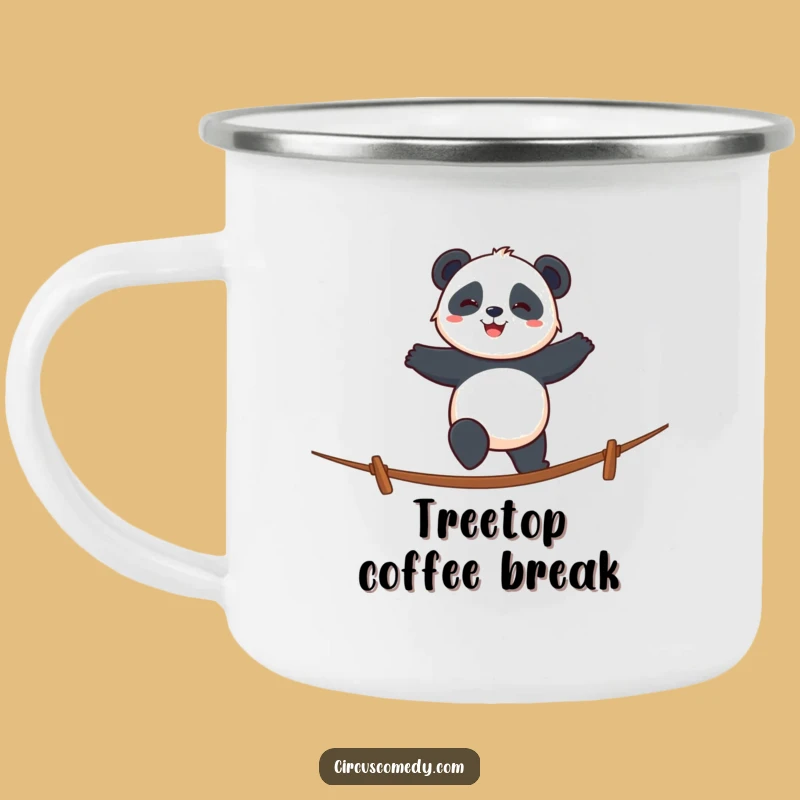 Funny Panda Tightrope Camping Mug: Balanced Adventures, Hilarious Funny Gift