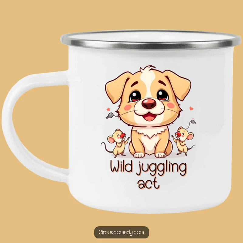 Funny Dog Clown Nose Camping Mug: Outdoor Juggling Canine Coffee Gift
