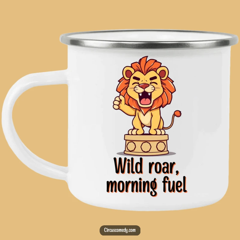 Funny Lion Roaring Camping Mug: Adventure Fuel, Hilarious Outdoor Gift!