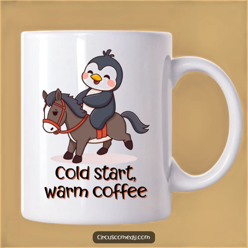 Funny Penguin Horse Rider Mug - Hilarious Penguin & Horse Gag Gift for Animal Lovers