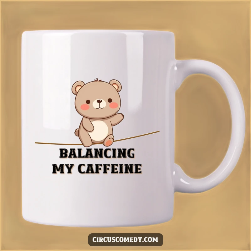 Funny Happy Bear Tightrope Mug - Balancing Act of Joy, Perfect Gift