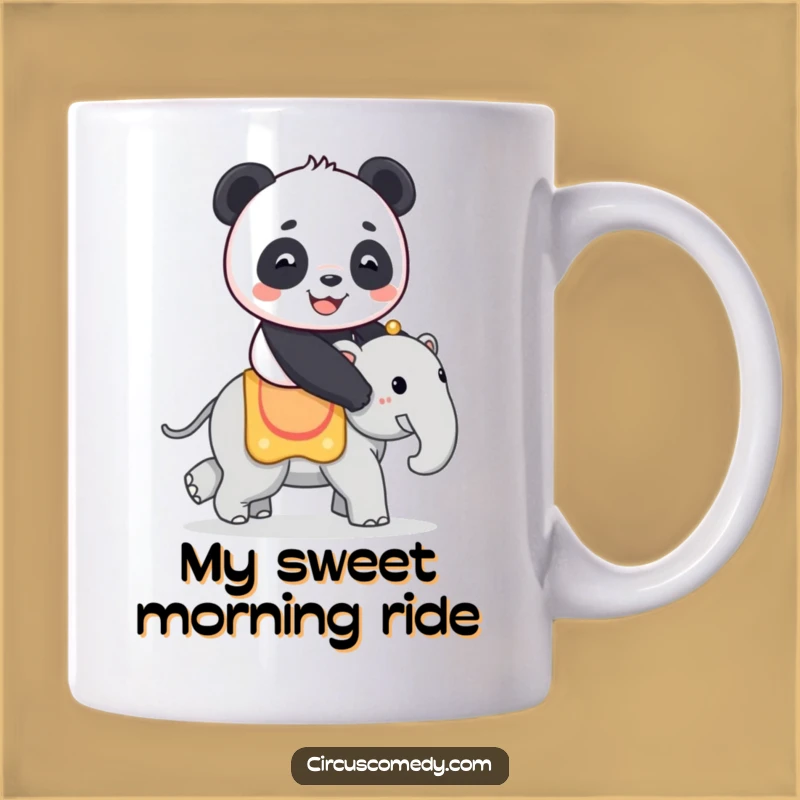 Funny Panda Mug: Panda on Elephant - Whimsical Circus Fun Gift
