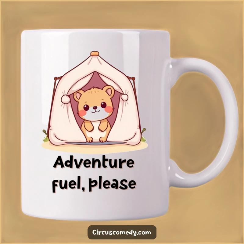 Funny Playful Animal Tent Mug, Hilarious Camper Gift for Outdoor Enthusiasts