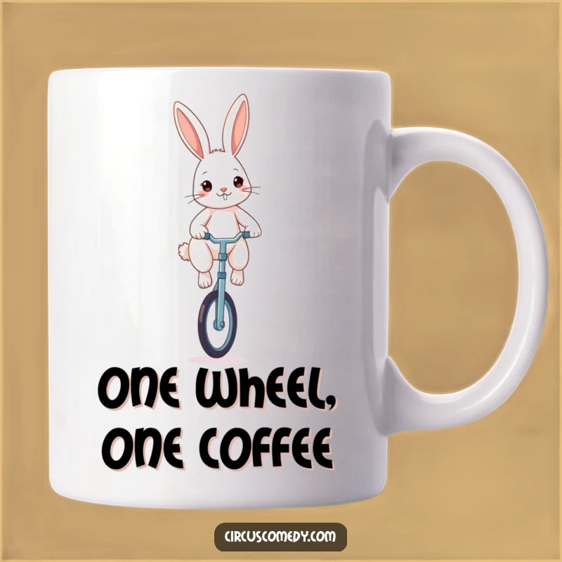 Funny Rabbit Unicyclist Mug - Determined Balance Makes a Great Gift!