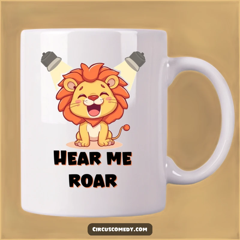 Funny Lion Roaring Mug: Playful Spotlight Performance Gift