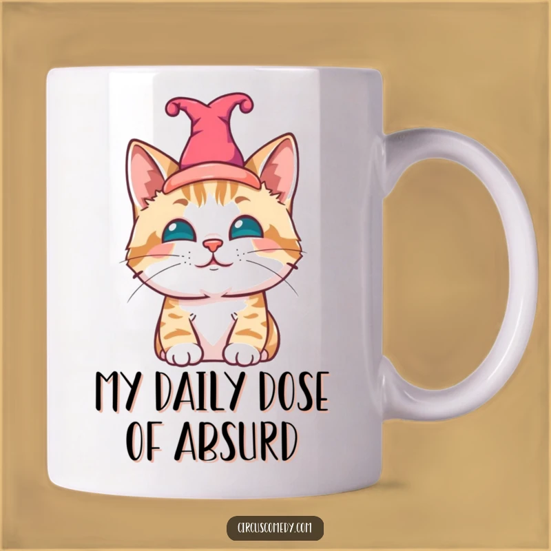 Funny Jester Cat Mug: Contented Feline's Hilarious Hat Party Gift