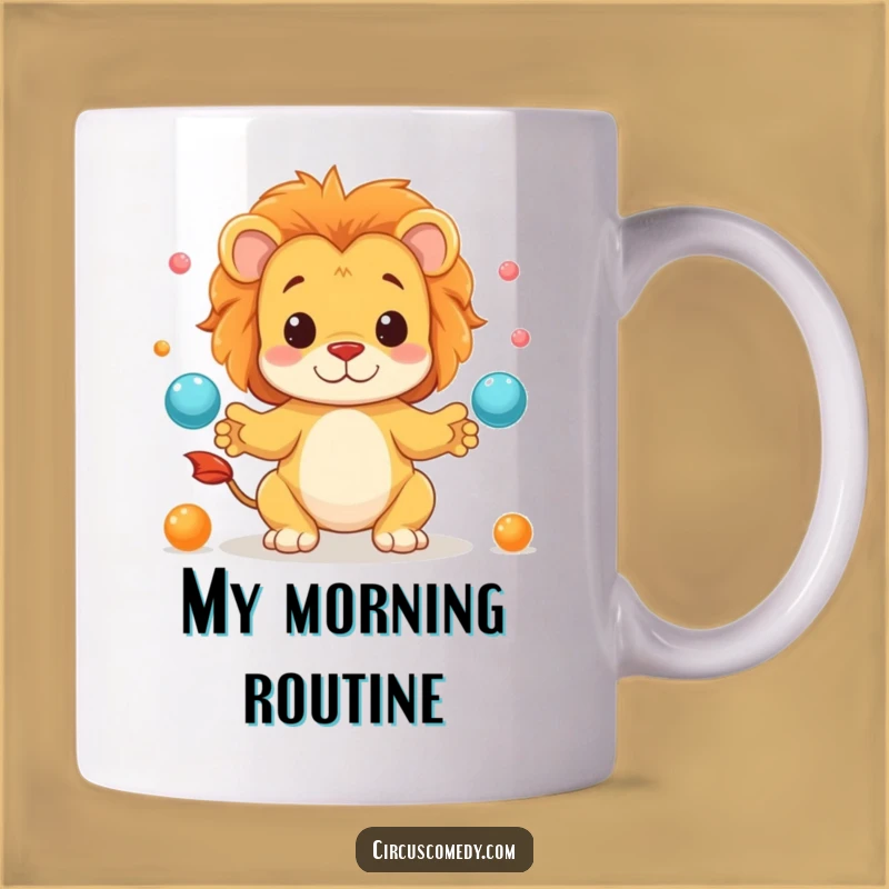 Funny Lion Juggling Balls Mug - Hilarious Animal Acrobat Gift