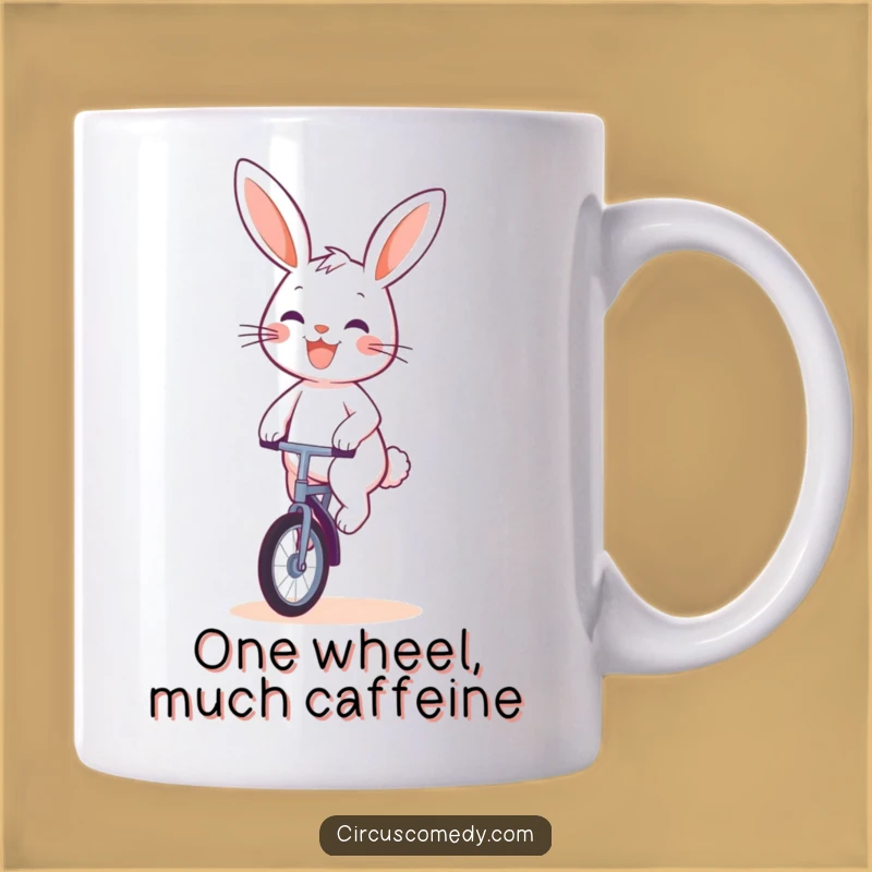 Funny Rabbit Unicyclist Mug: A Cheerful Gift for Bunny and Circus Fans