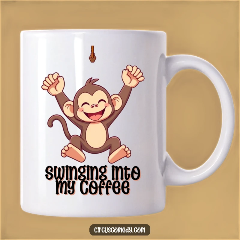 Funny Monkey Trapeze Mug: Swing into Laughter, Perfect Humorous Gift!