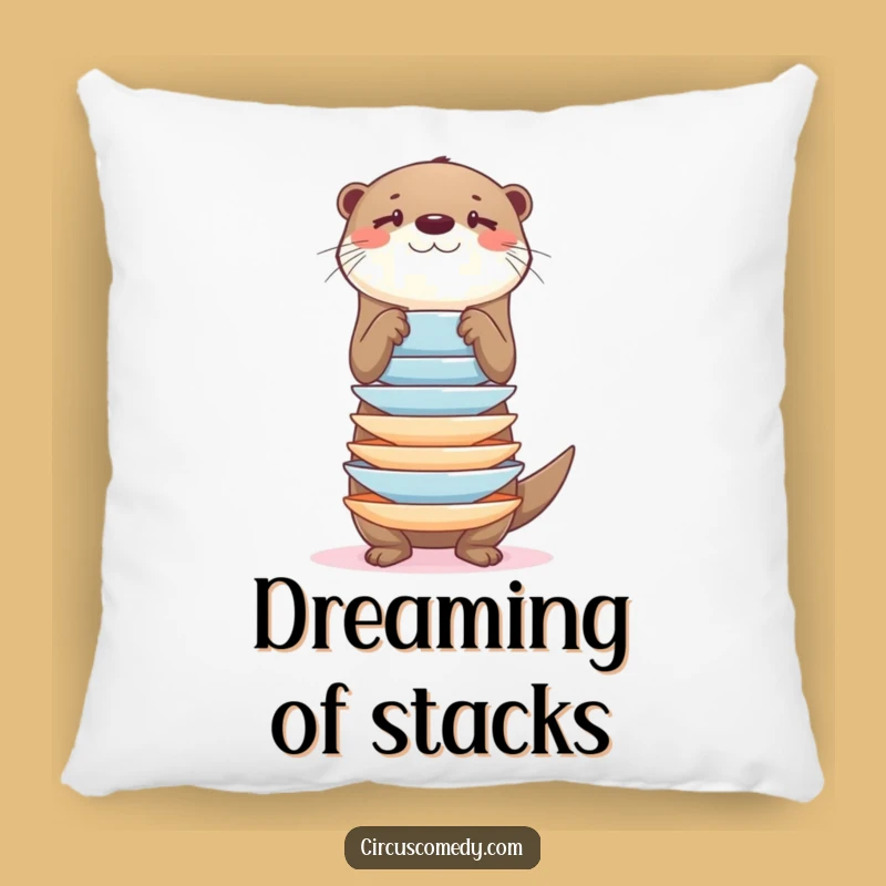 Funny Otter Balancing Plates Pillow: Comfort Meets Whimsy!
