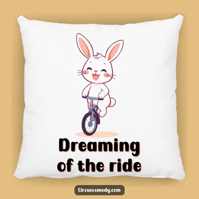 Funny Rabbit Unicyclist Pillow: Cozy and Hilarious Decor Accent