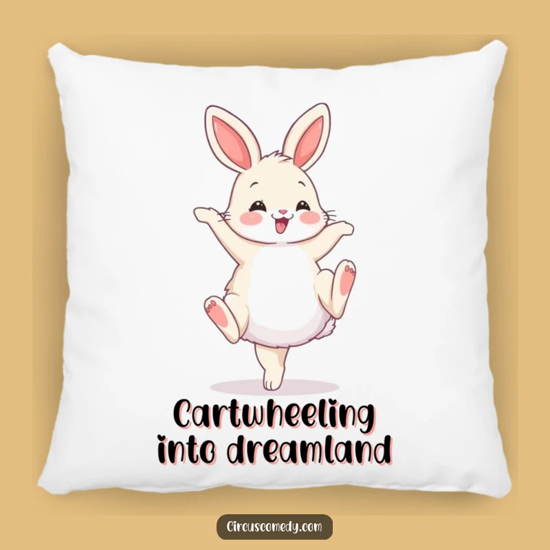 Funny Bunny Cartwheel Pillow: Soft Comfort, Hilarious Cozy Gift!