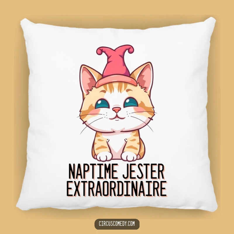 Funny Jester Cat Pillow: Snuggle Comfort with Hilarious Feline Charm