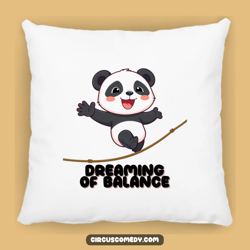 Funny Panda Tightrope Pillow: Cozy Balance & Hilarious Comfort Gift