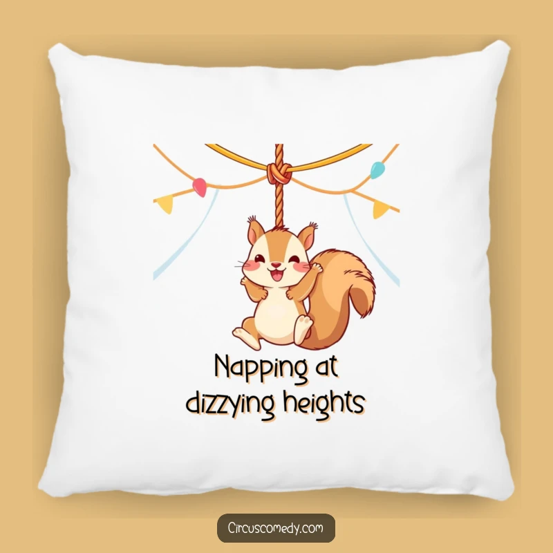 Funny Squirrel Circus Pillow - Cozy & Hilarious Swinging Squirrel Accent Gift