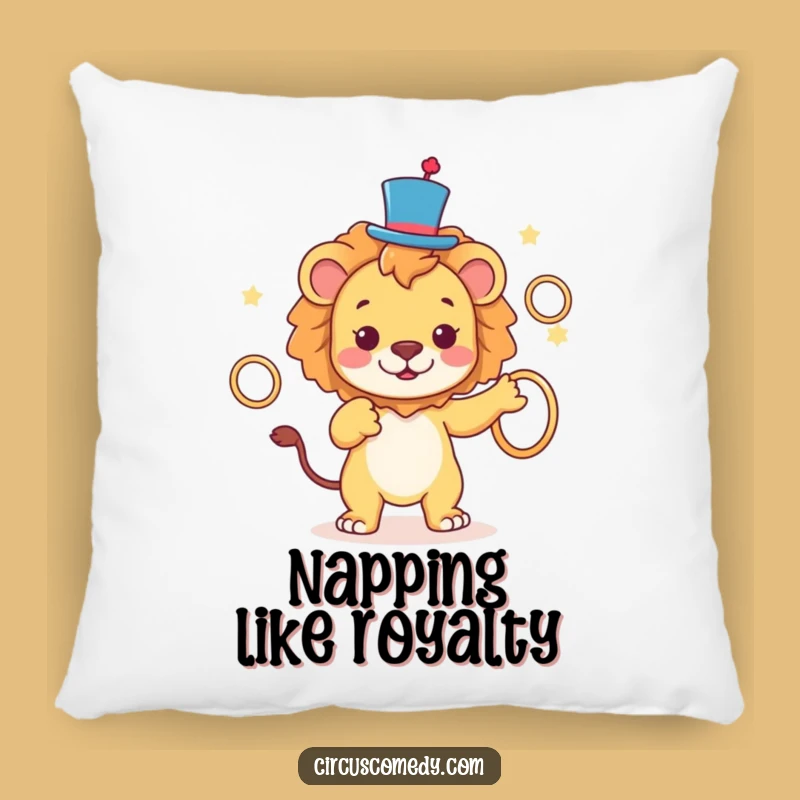 Funny Lion Top Hat Pillow - Cozy & Regal Humor Decor Gift