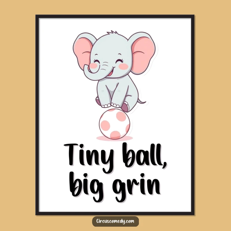 Funny Elephant Balancer Digital Print: Instant Joyful Circus Wall Art