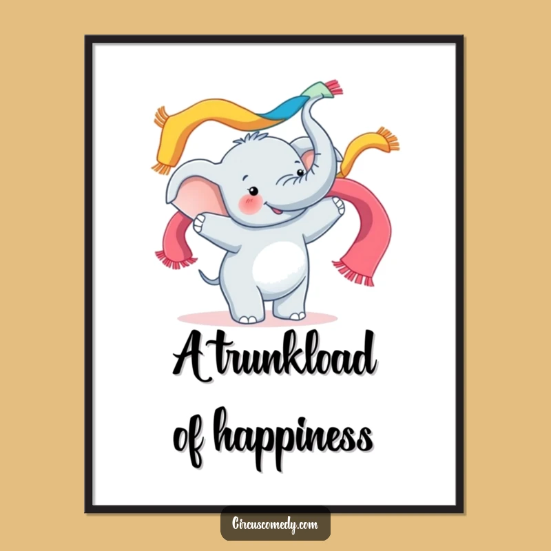 Funny Elephant Juggling Digital Art: Instant Joy, Hilarious Printable Gift!
