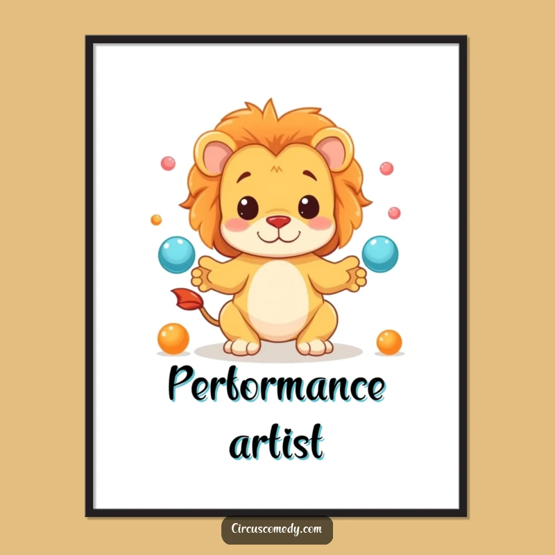 Funny Lion Juggling Digital Art - Instant Download for Laughs