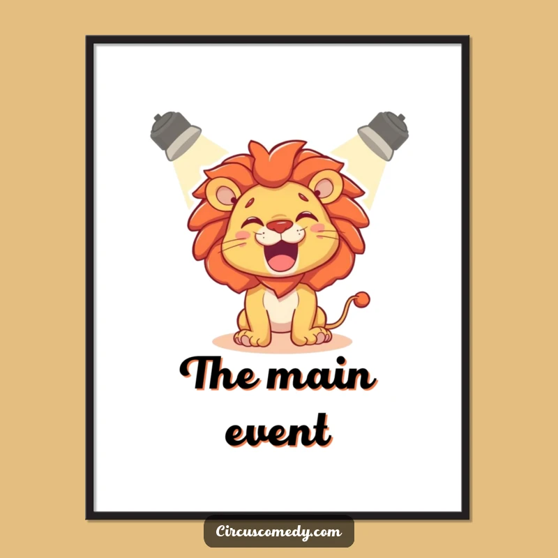Funny Lion Roaring Digital Print: Dramatic Spotlight Wall Art Gift
