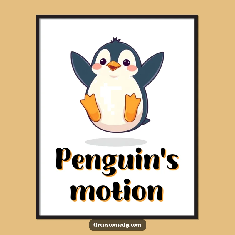 Funny Penguin Digital Art: Waddling Somersault - Instant Whimsical Decor