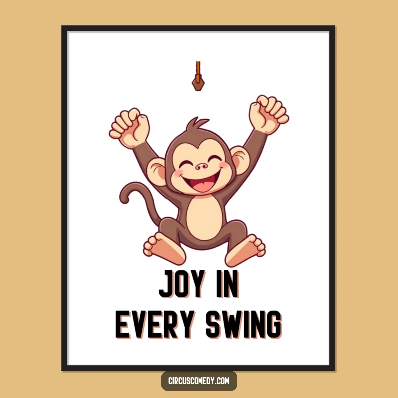 Funny Monkey Trapeze Digital Art: Instant Fun, Hilarious Printable Gift!