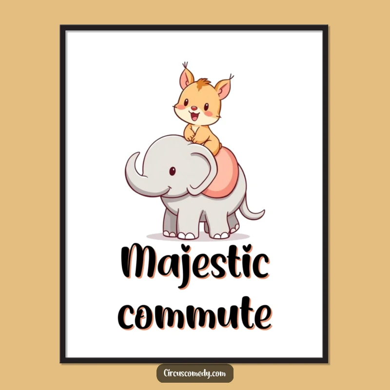 Funny Squirrel Elephant Rider Digital Art - Cheerful Wall Decor!