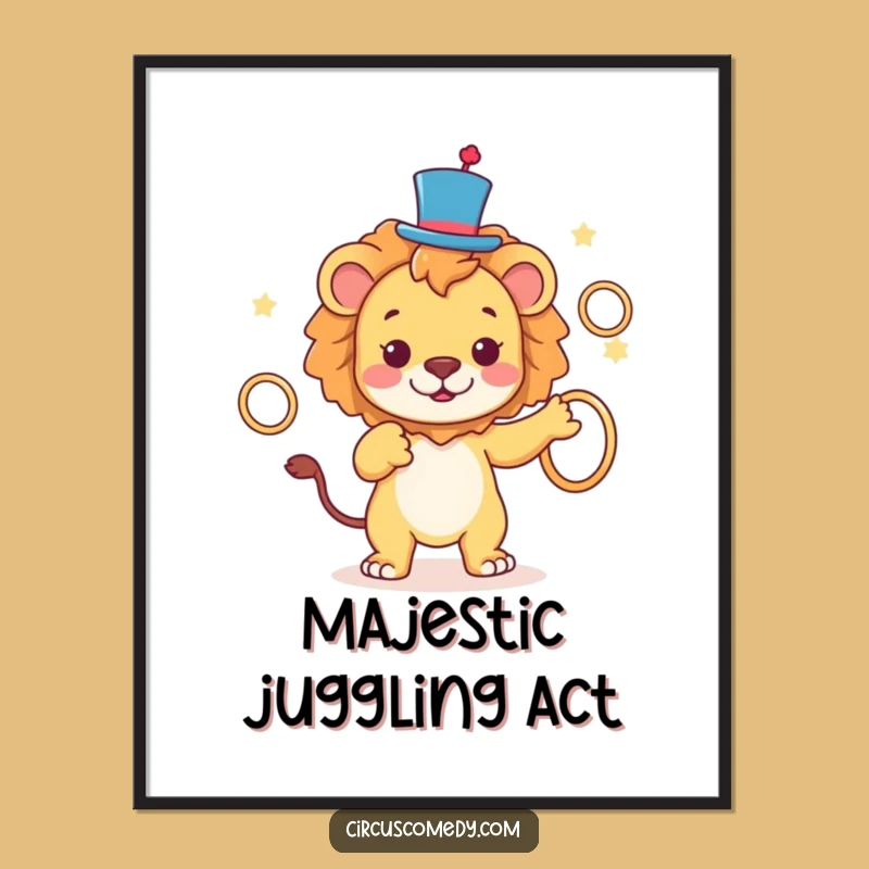 Funny Lion Top Hat Digital Art Print - Instant Regal Decor Gift