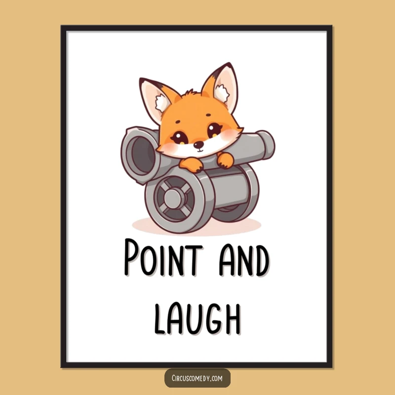Funny Fox Cannon Digital Art: Curious Vixen Peeking Print, Instant Whimsical Funny Gift!