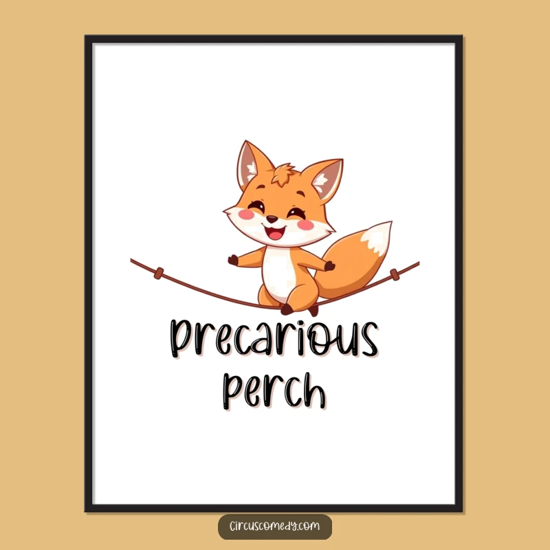 Funny Fox Tightrope Walker Digital Art - Proud Smile Wall Decor!