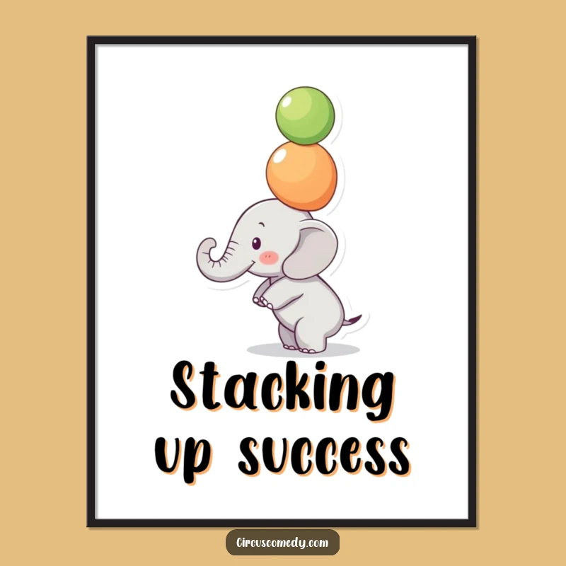 Funny Focused Elephant Digital Art Print - Instant Inspiring Wall Decor