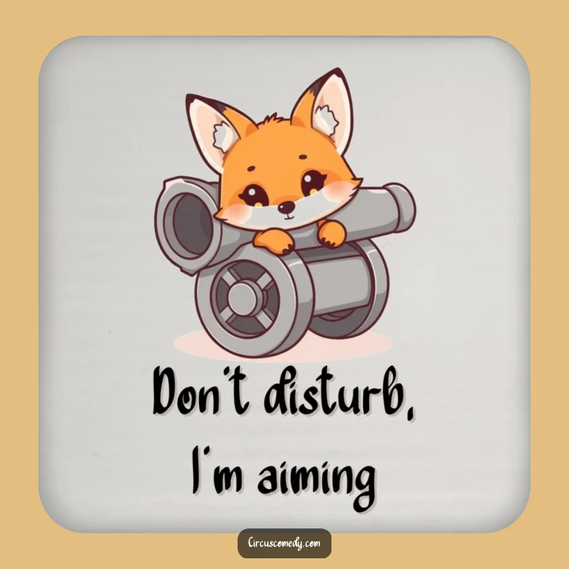 Funny Fox Cannon Coaster: Protect Surfaces with Curious Vixen Fun, Quirky Funny Gift!